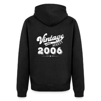 Vintage since August 2006 Geburtstag Geschenk - Unisex Premium Bio Zip Hoodie - Schwarz - Hinten - Nico (187cm)