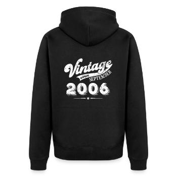 Vintage since September 2006 Geburtstag Geschenk - Unisex Premium Bio Zip Hoodie - Schwarz - Hinten - Nico (187cm)