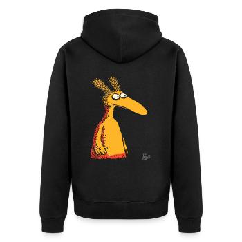 Créature fourmilier de dessin animé drôle - Veste à capuche bio Premium Unisexe - noir - Dos - Nico (187cm)