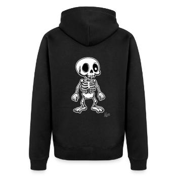 Lustiges Cartoon-retro-Skelett - Unisex Premium Bio Zip Hoodie - Schwarz - Hinten - Nico (187cm)