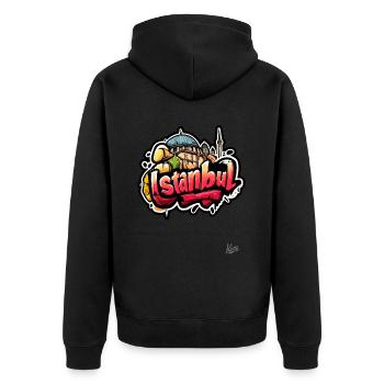 Hagia Sophia Istanbul - Unisex Premium Bio Zip Hoodie - Schwarz - Hinten - Nico (187cm)