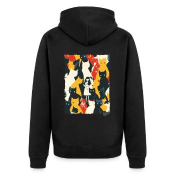 Lady Abstract Art with Cats - Unisex Premium Organic Zip Hoodie - black - Back - Nico (187cm)