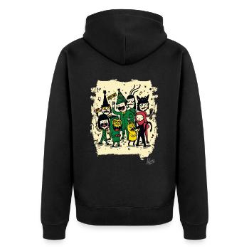Neulich auf der Firmenfeier: Büro Arbeit - Unisex Premium Bio Zip Hoodie - Schwarz - Hinten - Nico (187cm)