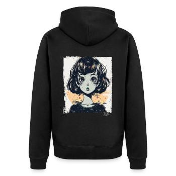 The cartoon girl with visions - Unisex Premium Organic Zip Hoodie - black - Back - Nico (187cm)