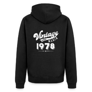 Millésime depuis Mars 1978 Cadeau d’anniversaire - Veste à capuche bio Premium Unisexe - noir - Dos - Nico (187cm)