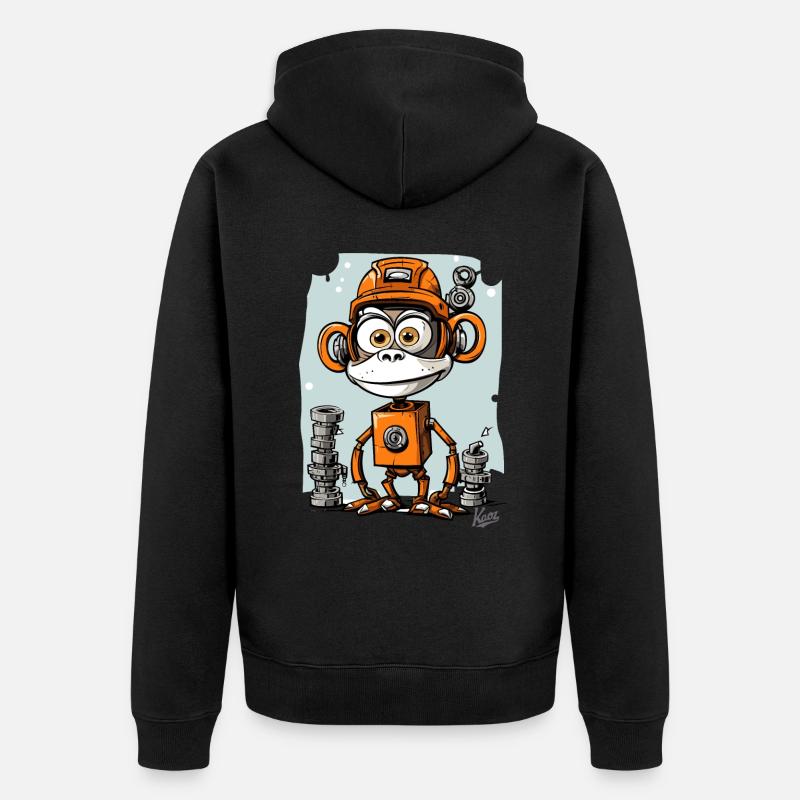 Le singe-robot drôle et funky - Veste à capuche bio Premium Unisexe - noir