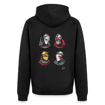 Medieval Helmets of the Knights - Unisex Premium Organic Zip Hoodie - black - Back - Nico (187cm)