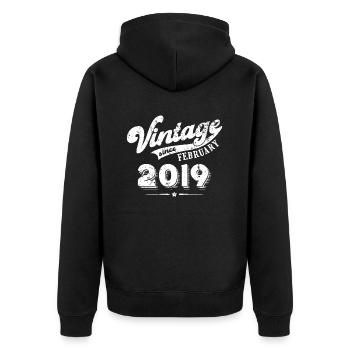 Millésime depuis Février 2019 Cadeau d’anniversaire - Veste à capuche bio Premium Unisexe - noir - Dos - Nico (187cm)