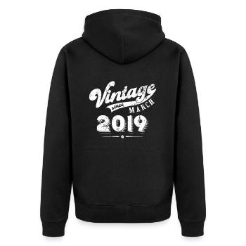 Millésime depuis Mars 2019 Cadeau d’anniversaire - Veste à capuche bio Premium Unisexe - noir - Dos - Nico (187cm)