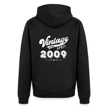 Millésime depuis Avril 2009 Cadeau d’anniversaire - Veste à capuche bio Premium Unisexe - noir - Dos - Nico (187cm)