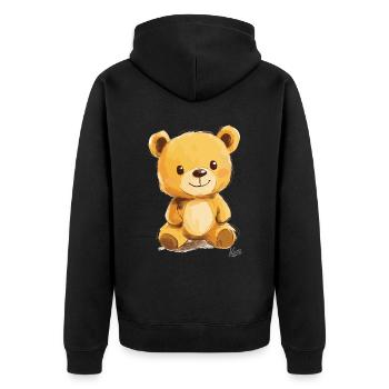 Fluffy friend for life, a cuddly bear - Unisex Premium Organic Zip Hoodie - black - Back - Nico (187cm)