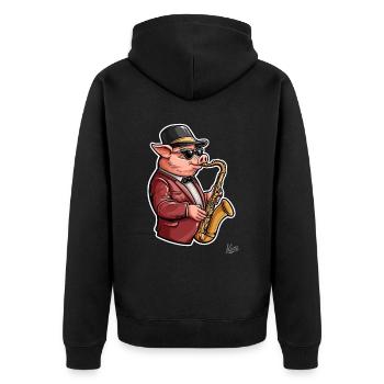 Jazz trumpets at their finest, saxophone pig - Unisex Premium Organic Zip Hoodie - black - Back - Nico (187cm)