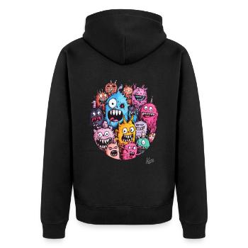 Bande folle de monstres drôles - Veste à capuche bio Premium Unisexe - noir - Dos - Nico (187cm)