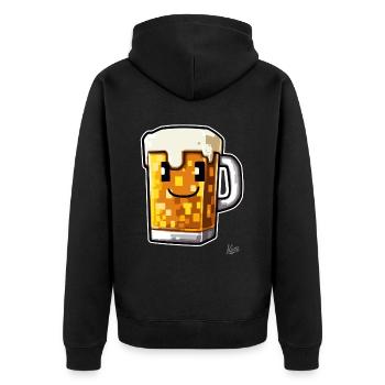 Pixel Artisan Beer - Unisex Premium Organic Zip Hoodie - black - Back - Nico (187cm)