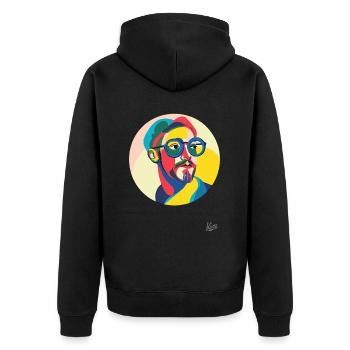 Zeitgenössische Kunst eines modernen Mannes - Unisex Premium Bio Zip Hoodie - Schwarz - Hinten - Nico (187cm)