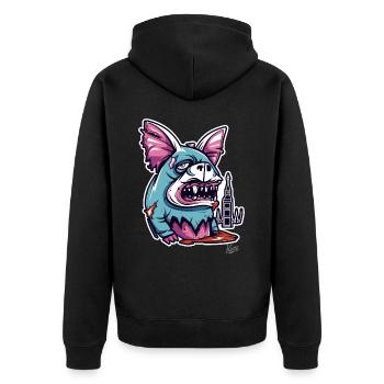 Monster-Kreatur - Unisex Premium Bio Zip Hoodie - Schwarz - Hinten - Nico (187cm)