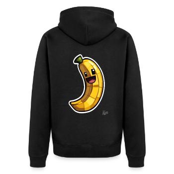 Lustige Pixel-Banane - Unisex Premium Bio Zip Hoodie - Schwarz - Hinten - Nico (187cm)