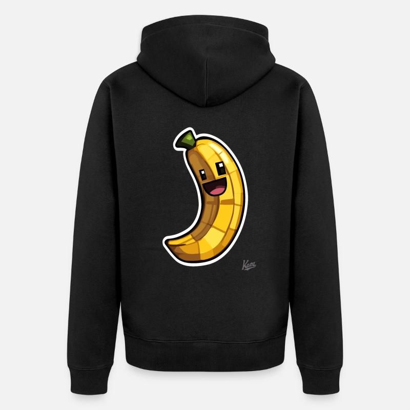 Drôle de banane pixel - Veste à capuche bio Premium Unisexe - noir
