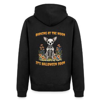 Barking at the moon it's halloween soon - Unisex Premium Organic Zip Hoodie - black - Back - Nico (187cm)