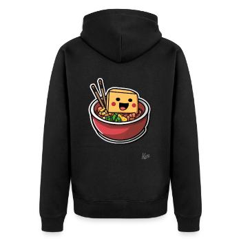 Ramen au tofu pixel super drôle - Veste à capuche bio Premium Unisexe - noir - Dos - Nico (187cm)