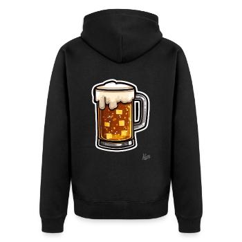 Pixel Beer Mug with Foam - Unisex Premium Organic Zip Hoodie - black - Back - Nico (187cm)