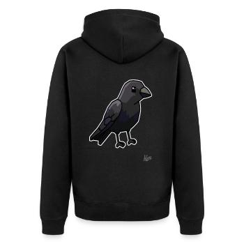 Corbeau de dessin animé noir mignon - Veste à capuche bio Premium Unisexe - noir - Dos - Nico (187cm)