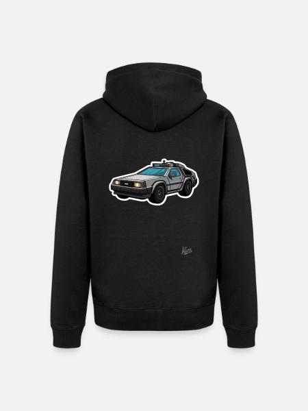 Lorean De, Die Zukunft ist zurück - Unisex Premium Bio Zip Hoodie - Schwarz