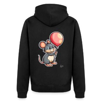 Cute Mouse with Balloon - Unisex Premium Organic Zip Hoodie - black - Back - Nico (187cm)