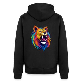 Lion, félin, lionne, dessin de lion - Veste à capuche bio Premium Unisexe - noir - Dos - Nico (187cm)