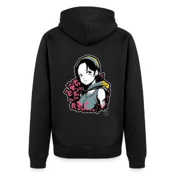 Fille alternative super cool et décontractée - Veste à capuche bio Premium Unisexe - noir - Dos - Nico (187cm)