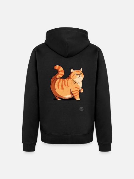 Fat Fat Cozy Fluffy Cat - Unisex Premium Organic Zip Hoodie - black