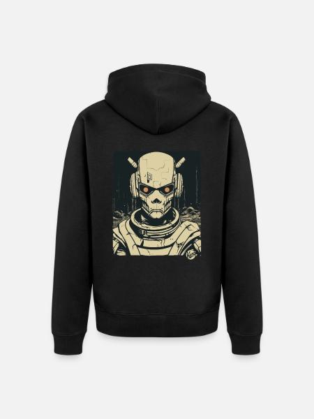 Super Humanoid Skull Skull Android Mecha - Unisex Premium Organic Zip Hoodie - black