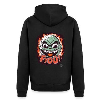 F you mit Liebe und Herzen - Unisex Premium Bio Zip Hoodie - Schwarz - Hinten - Nico (187cm)