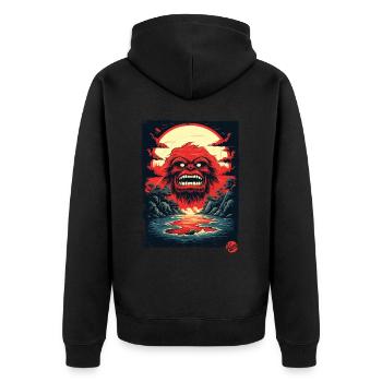 Welcome to the Island of Monsters - Unisex Premium Organic Zip Hoodie - black - Back - Nico (187cm)