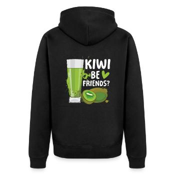 Kiwi be friends für einen Limonadenstand - Unisex Premium Bio Zip Hoodie - Schwarz - Hinten - Nico (187cm)