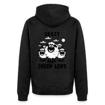 Funny Sheep Crazy Sheep Love - Unisex Premium Organic Zip Hoodie - black - Back - Nico (187cm)