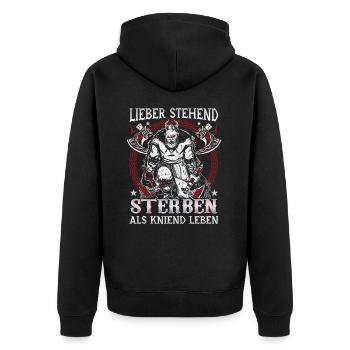 Better to die standing than to live kneeling - Unisex Premium Organic Zip Hoodie - black - Back - Nico (187cm)