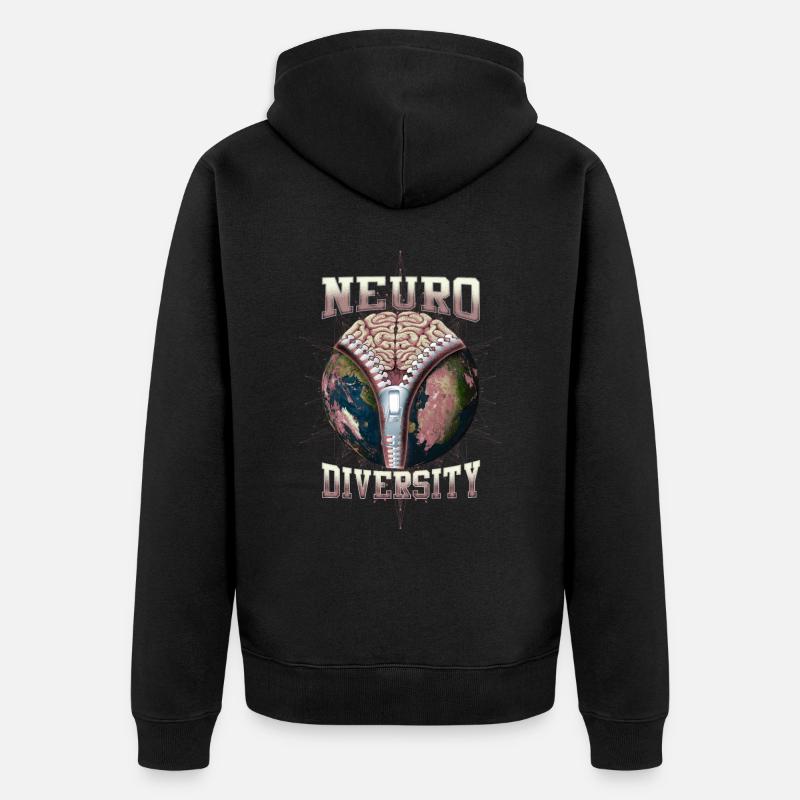 We All Think Differently Neurodiversity - Unisex Premium Bio Zip Hoodie - Schwarz