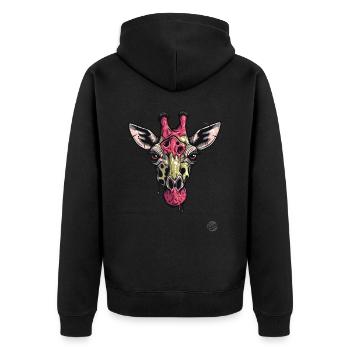 Bunte Zombie-Giraffe - Unisex Premium Bio Zip Hoodie - Schwarz - Hinten - Nico (187cm)