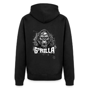 Super Angry Zombie Gorilla - Unisex Premium Organic Zip Hoodie - black - Back - Nico (187cm)
