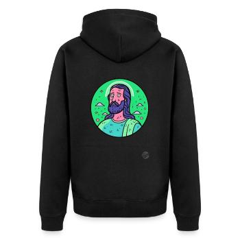 Der angezweifelte Erlöser Jesus Christus - Unisex Premium Bio Zip Hoodie - Schwarz - Hinten - Nico (187cm)