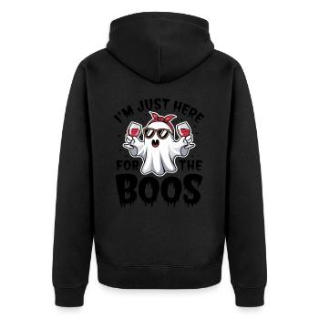 Fantôme d’Halloween, je suis juste là pour les huées - Veste à capuche bio Premium Unisexe - noir - Dos - Nico (187cm)