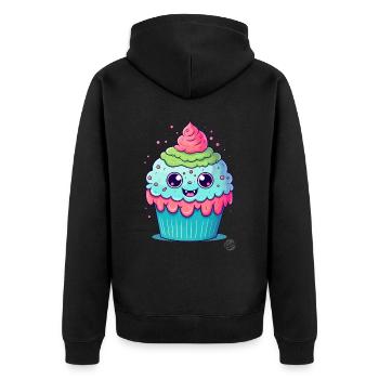Overdose of Cuteness - Cutest Cupcake - Unisex Premium Organic Zip Hoodie - black - Back - Nico (187cm)