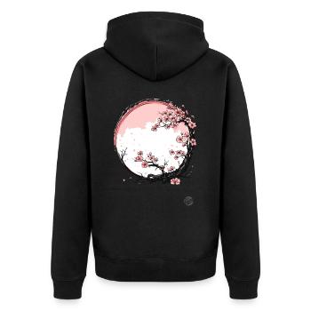 Japanese cherry blossoms - Unisex Premium Organic Zip Hoodie - black - Back - Nico (187cm)