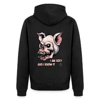 Je suis sexy et je le sais, cochon zombie - Veste à capuche bio Premium Unisexe - noir - Dos - Nico (187cm)
