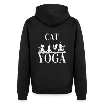 Yoga Katzen für einen Yogaschüler Yogalehrer - Unisex Premium Bio Zip Hoodie - Schwarz - Hinten - Nico (187cm)