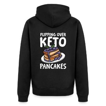 Flipping Over Keto Pancakes für einen Diät Plan - Unisex Premium Bio Zip Hoodie - Schwarz - Hinten - Nico (187cm)