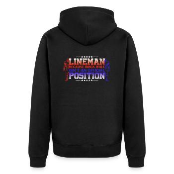 Lineman, parce que Brick Wall n’a pas de position officielle - Veste à capuche bio Premium Unisexe - noir - Dos - Nico (187cm)