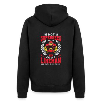 I'm not a superhero, but I'm a lineman - Unisex Premium Organic Zip Hoodie - black - Back - Nico (187cm)