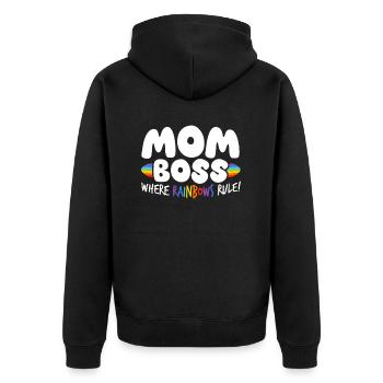 Mama Chefkoch Wo Regenbögen Regieren - Unisex Premium Bio Zip Hoodie - Schwarz - Hinten - Nico (187cm)